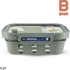 BASA - Taper Crystal Glass Rectangular Con Funda Y Válvula 1 L Gris-