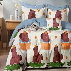 MINGDA - Set de Edredón 1.5pz de 5 Piezas + Set Sabanas + Fundas 100% Algodón