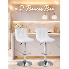 GENERICO - 2 SILLAS BANCO BAR OFICINA GIRATORIO BLANCO