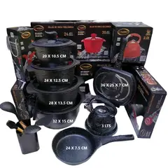 VALESKA - JUEGO DE OLLAS ROCA VOLCANICA - 20 PZ