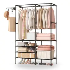 PENTHA - Organizador De Ropa Tipo Perchero Zapatera Armario Negro