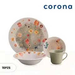 CORONA - Vajilla Aroma 4 Puestos 16 Piezas.