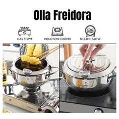 ROHS - Olla Freidora Japonesa de Acero Inoxidable con Termómetro