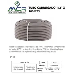 GENERICO - TUBO CORRUGADO 1 / 2" X 100MTS