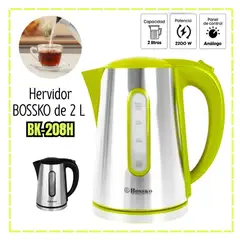 FINEZZA - Hervidor Eléctrico Bossko 2 Litros Acero 2200 Watts BK-208H