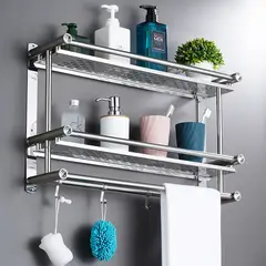 GENERICO - Toallero de baño sin perforaciones 40 cm plateado