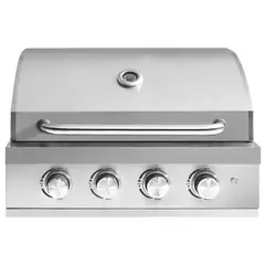 HIGRILL - Parrilla A Gas 4 Quemadores con Tapa para Empotrar de Acero Inoxidable