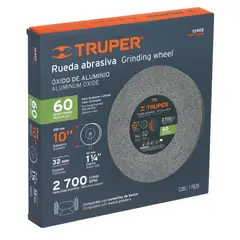 Truper - Piedra afilador 10" para esmeril, grano 60 Truper
