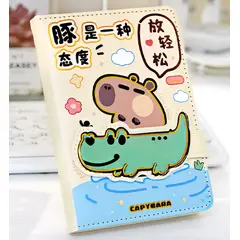 GENERICO - Agenda Diario Capibara Decorada Tapa Cuero PU Crema