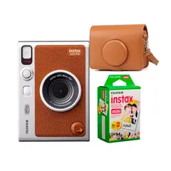 FUJIFILM - Camara instax Mini Evo Brown + Estuche + Pelic x 20