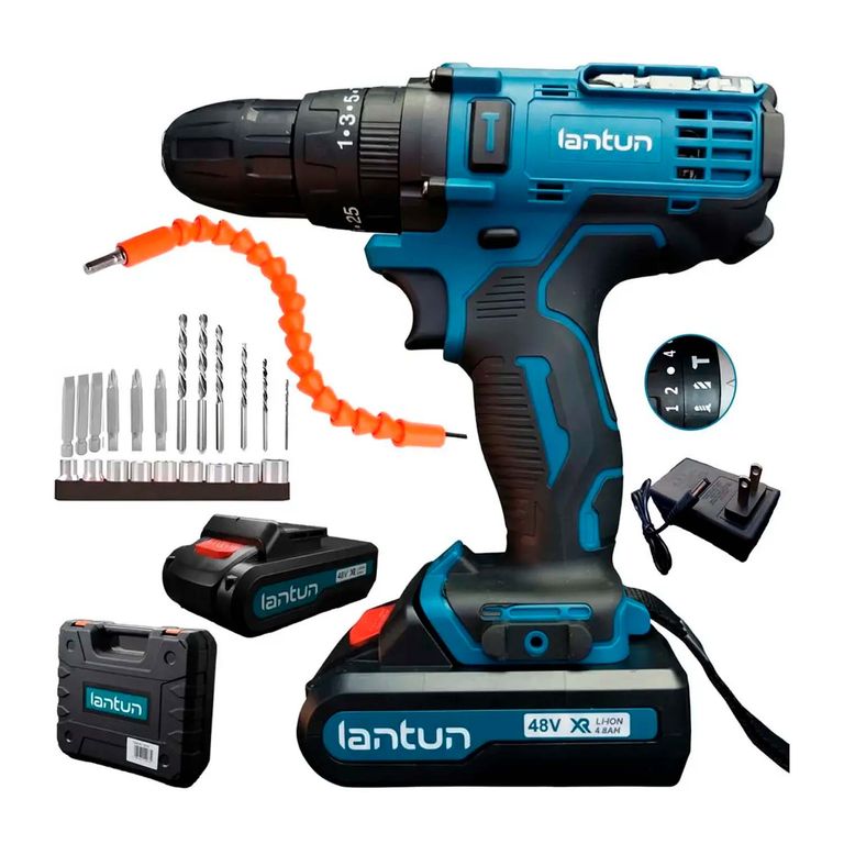 Taladro Percutor X2 Baterías Inalámbrico Destornillador + 32ACCS