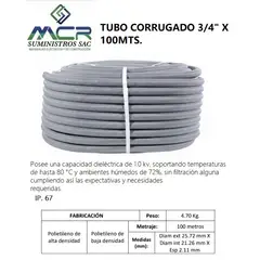 GENERICO - TUBO CORRUGADO 3 / 4" X 100MTS.