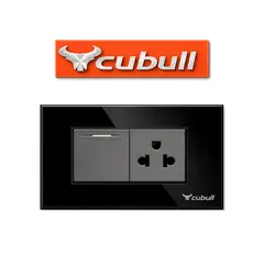 CUBULL - CAJA DE 10 INTERRUPTOR + TOMACORRIENTE EMPOTRABLE NEGRO ESPEJO
