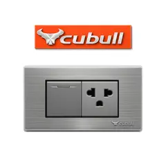CUBULL - CAJA DE 10 INTERRUPTOR + TOMACORRIENTE EMPOTRABLE PLATEADO
