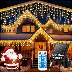 ARTEZA - Guirnalda solar de 12 metros 460 Luces led de Cascada Ambar