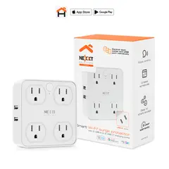 Nexxt Solutions - REGLETA DE 4 ENCHUFES Y 4 SALIDAS USB INTELIGENTE NEXXT