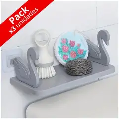 MINARI - Pack x3 Estante Repisa Flotante Organizador de Pared Cisne PL 371F