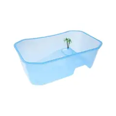 GENERICO - Tortuguero de plástico isla pequeño con rampa y palmera