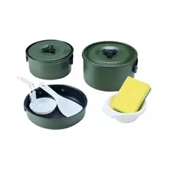 TERRA FORCE - Set Ollas Aluminio Camping 3 Piezas Verde