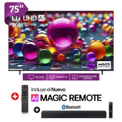 LG - TELEVISOR LG 75 UHD 4K Smart TV ThinQ AI 75UA8050PSA 2025 + SOUNDBAR