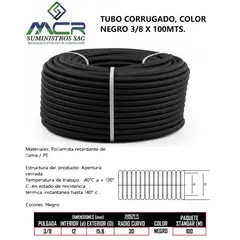 GENERICO - TUBO CORRUGADO 3 / 8" X 100MTS COLOR NEGRO