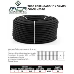 GENERICO - TUBO CORRUGADO 1 pulgada X 50MTS COLOR NEGRO