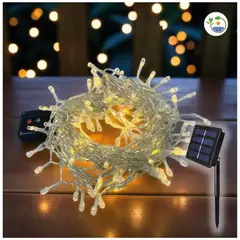 GENERICO - Luces Led Navideñas Ámbar con Panel Solar -18 mts Luz Cálida