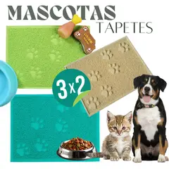 SM - 3 TAPETES PARA MASCOTAS COLOR TURQUEZA - VERDE LIMON - BEIGE 40X30CM