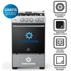 INDURAMA - Cocina Indurama Fontana De Pie a Gas 4 Quemadores Gris