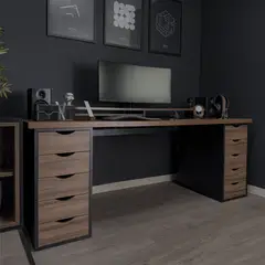 GENERICO - Escritorio Fijo con doble cajonera y encimera