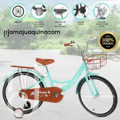 VELOX - Bicicleta Para Niña Aro 20 «NEW LADY» con Canasta Turquesa