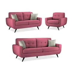 FABIANI HOME - Juego de Sala Emilia 3-2-1 Rosa