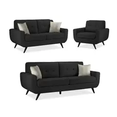 FABIANI HOME - Juego de Sala Emilia 3-2-1 Negro