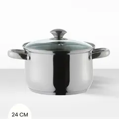 ILKO - Olla de acero Inox Prime Tapa de Vidrio Ilko 24 cm