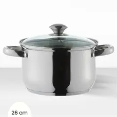 ILKO - Olla de acero Inox Prime Tapa de Vidrio Ilko 26 cm