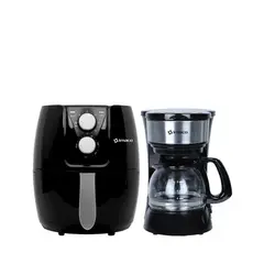 IMACO - Combo freidora de aire 2.6 litros + Cafetera electrica 6 tzs panel decorativo Imaco