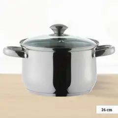 ILKO - Olla de acero Inox Prime Tapa de Vidrio Ilko 26 cm