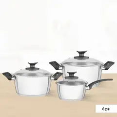 TRAMONTINA - Juego de Ollas Allegra 6 piezas