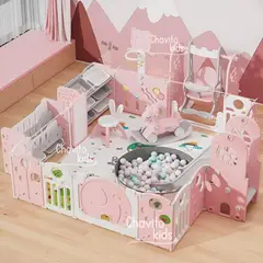 GENERICO - CORRAL PLEGABLE CIRCUITO PARA BEBE ELEFANTE ROSADO