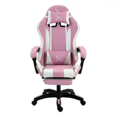 GENERICO - Silla Gamer Lyzor con Posapiés SGPTWN135A Rosa y Blanca
