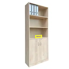 TEMEL - Estante de Melamina 80 cm con Puertas Altas - Color Damasco