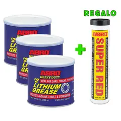 ABRO - ABRO Grasa Multipropósito de Litio #2 Ámbar LG-857 Pack x 3 + Regalo Grasa Super Red LG-921