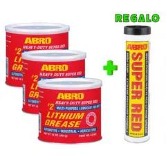 ABRO - Grasa de Litio Roja #2 LG-920 Pack x 3 + Regalo Grasa Super Red LG-921