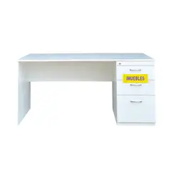 TEMEL - Escritorio Ejecutivo de Oficina 160 cm TEMEL Blanco con Cajones y Llave