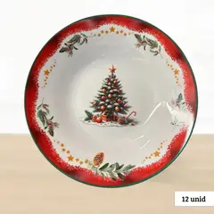 ICHIMATSU - Plato Hondo Navideño Árbol Navidad 9 Pulgadas 12 Unidade