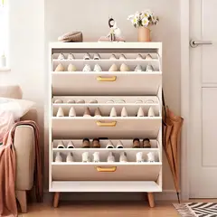 ELEMENT DESIGN - Zapatero Organizador con 3 Puertas y 2 Filas,Capacidad 18 Pares