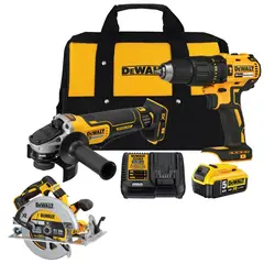 DEWALT - Taladro Perc 1/2" + Amoladora 4 1/2" + 1 Bat 5.0Ah + Sierra 7 1/4'' 20V XR DCK248P1-K13