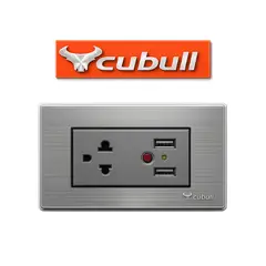 CUBULL - CAJA DE 10 INTERRUPTOR + 2 USB EMPOTRABLE PLATEADO