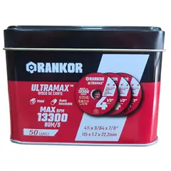 RANKOR - DISCO DE CORTE P/METAL 4 1/2 X 3/64X 7/8 (50 UNDS) RANKOR - RCW9111501