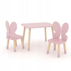 DIBA MUEBLES - Juego de Mesa con 2 sillas Mariposa Rosado
